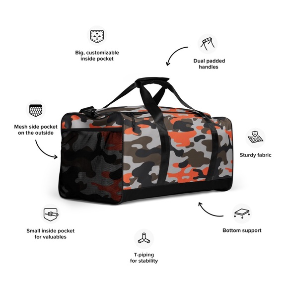 Orange camo duffel bag - Picture 6 of 16